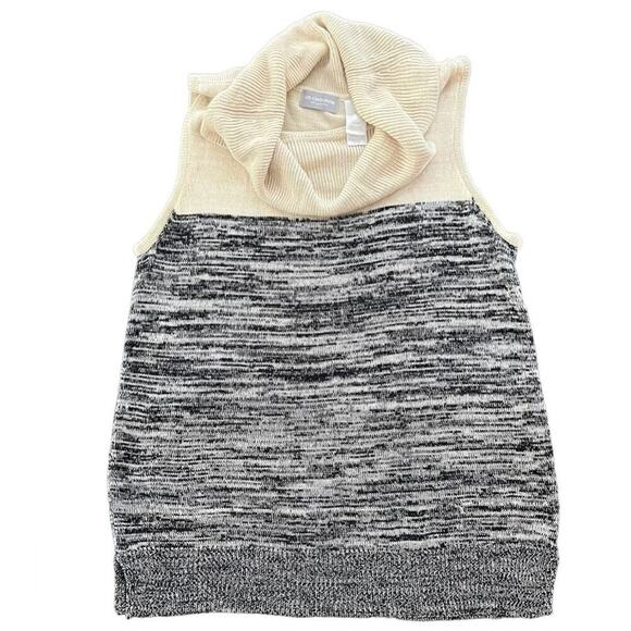 Liz Claiborne Sleeveless 100% Silk 2 Tone Melange Chic Pullover Sweater Size L - Picture 1 of 8